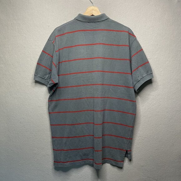 Vintage Polo Ralph Lauren Striped Gray & Red Short-Sleeve Cotton Polo Shirt XL - Picture 6 of 7